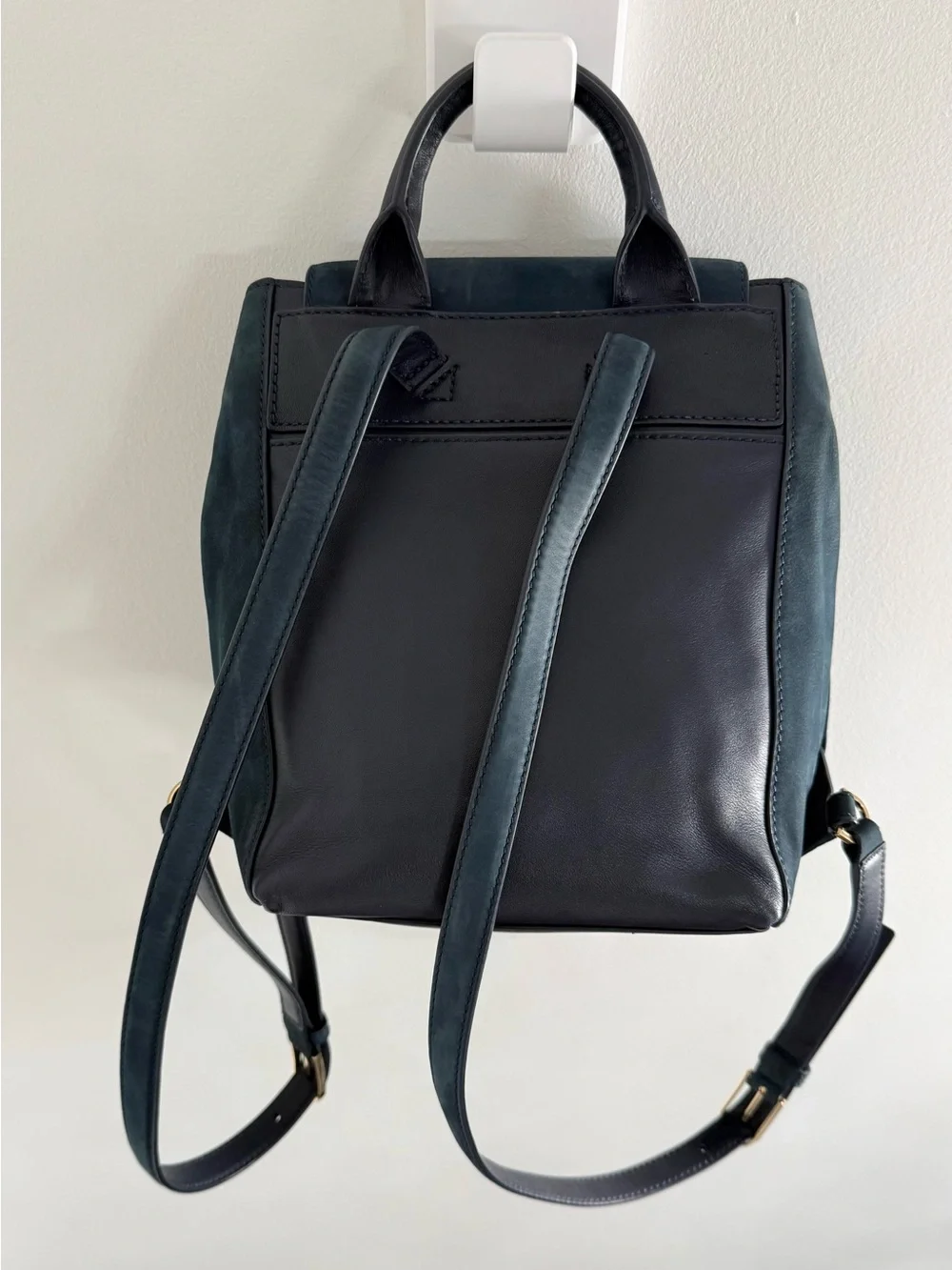 Tory Burch Harper Fringe Suede Backpack in Navy Blue